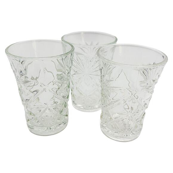 Vintage Anchor Hocking Prescut 3-Piece Set of Clear Pineapple Pattern Glasses - Picture 1 of 8